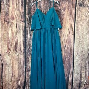 Teal Spaghetti Strap Maxi Dress